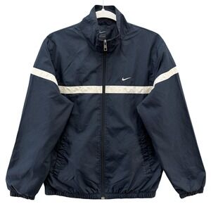 Nike Navy and White Windbreaker Jacket